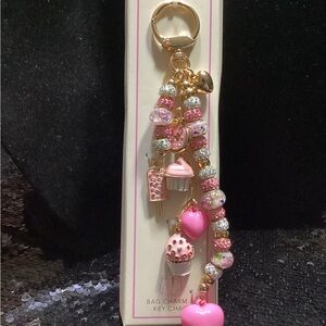 Clearance Sweet Treats Pink and Gold Ice Cream Shop Bag Charm Keychain